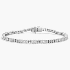 14K White <b>Gold</b> Rhodium Plated Emerald Cut Lab Grown Diamond Prong <b>Set</b> Tennis Bracelet IGI Certified Luxury Gift Jewelry for - Product Image 4