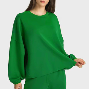 Style Sports Wear Solid Accept Customized Color Women's Cotton Active wear 2-Piece <b>Set</b> with Sweatshirt - Product Image 5