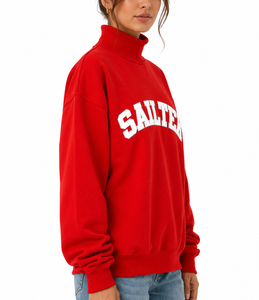 Women's Oversized <b>Mock</b> <b>Neck</b> Sweatshirt Soft Knitted Cotton Blend Custom Pullover Casual Fashion <b>Top</b> - Product Image 4