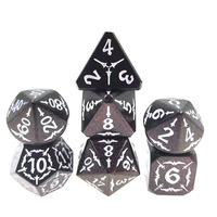 Ensemble de dés en métal massif pour D&D, motif épée croisée gravé, police gothique fantastique, dés polyédriques pour jeux de rôle sur table