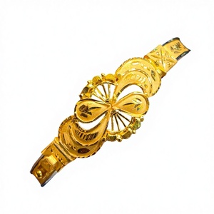 22K Solid Gold Floral Crescent <b>Bangle</b> for Women Traditional Handcrafted 916 Pure Gold Bridal Kada <b>Bracelet</b> Jewelry Gift - Product Image 1