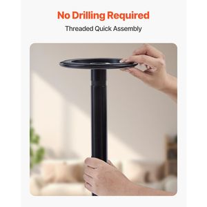 Siyah 7-10 Ft tavan banyo güvenliği güvenlik direği kaymaz eğri kolu 300 Lbs kapasite yerden tavana Transfer banyo tutamağı - Product Image 6