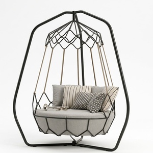 Fauteuil balançoire de jardin 2 places en fer forgé galvanisé à chaud, robuste et antirouille, style victorien, avec coussin non imperméable - Product Image 3
