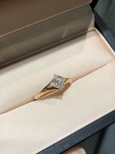 0.51CT Asscher Cut Diamond <b>Proposal</b> Cute <b>Ring</b> For Women's 14K Yellow Gold Wedding <b>Proposal</b> Gift For Girlfriends - Product Image 3