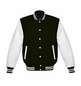 Men's Black Gold Varsity Jacket Preppy Style Turn-down Collar Wool Polyester Regular Fit Autumn Outerwear - Product Image 5