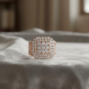 Anillo de Diamantes Hip Hop para Hombre, Diseño Cuadrado, Anillo de Lujo en Plata 925 con Acabado en Oro de 10K o 14K - Product Image 2