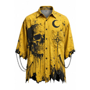 เสื้อเจอร์ซีย์ผู้ชายสไตล์โกธิค พิมพ์ลายโลโก้ด้านหน้า คอปก พิมพ์ลายซิลค์สกรีน ทรงปกติ แขนสั้น เป็นมิตรต่อสิ่งแวดล้อม ระบายอากาศได้ดี - Product Image 2