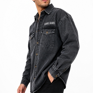 Chemise en jean délavé sur mesure pour homme, qualité supérieure, manches longues, tissu doux, logo personnalisé, service OEM, coupe classique, col rabattu - Product Image 3