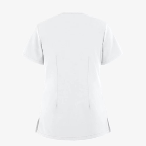 Conjunto Médico Premium Blanco para Mujer: Blusa con Cuello en V, Chaqueta con Cremallera y Pantalones. Traje Personalizable para Enfermeras y Doctoras de Hospital. - Product Image 3