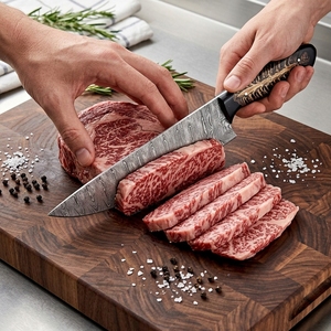 Couteau de Chef Professionnel en Acier Damas Fait Main avec Manche en Résine – Outil de Cuisine Prêt à l'Exportation Directe et à la Vente en Gros - Product Image 4