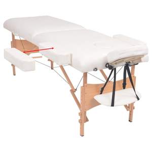 Table de massage pliante blanche à 2 zones et ensemble de tabourets, épaisseur 3,9'' - Product Image 3