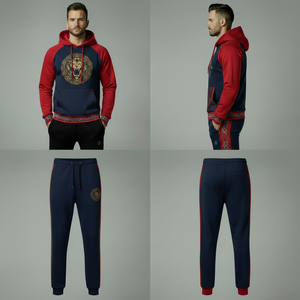 Professional Cotton Fleece Workout Set for Men Hooded Sweatshirt Jogger <b>Pants</b> Custom Logo Custom Size - Product Image 2