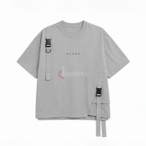 T-shirt surdimensionné en molleton français lavé de haute qualité avec poche cargo pour homme, broderie personnalisée OEM - Product Image 1