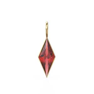 Pendentif en or jaune massif 18 carats avec rubis rouge en forme de cerf-volant / Pierre de naissance de juillet / Pierre précieuse naturelle rouge / Taille diamant - Product Image 1