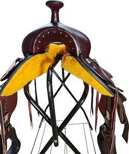Selle d'équitation anglaise artisanale en cuir souple naturel avec quincaillerie nickelée pour le dressage, le trail, le barrel racing et le roping - Product Image 3
