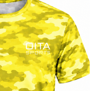 Camiseta de Camuflaje Amarillo Limón para Hombre, Manga Corta, Cuello Redondo, Estampado de Camuflaje, Ropa Deportiva para Entrenamiento, Gimnasio, Ejercicio, Rendimiento Atlético - Product Image 4