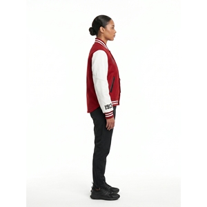 Chaqueta Varsity de Lana Melton Premium para Mujer, Ropa Personalizada para Hermandades, Mangas Modulares de Cuero PU OEM, Transpirable e Informal - Product Image 3