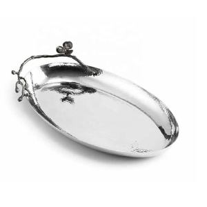 Vente chaude Nickelé À La Main En Acier Inoxydable Plateau De Service Fleur Conception Alimentaire Salade Plateau pour Cadeau ou Usage Domestique - Product Image 3