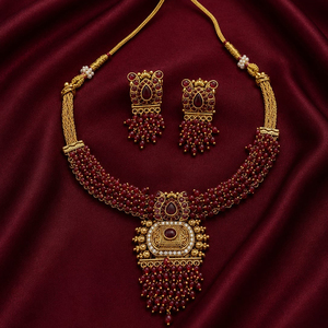 Ensemble collier et boucles d'oreilles pour femme JeweleMarket, plaqué or, avec cristaux et strass, perles ethniques, cadeau pour mariage, fiançailles, anniversaire - Product Image 1