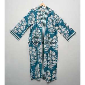 Design Stylish Fashionable Soft Casual Floral Pattern Colorful Cotton <b>Kimono</b> Robe Adjustable <b>Belt</b> Front V-neck Summer - Product Image 2