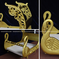 Palanquin de mariage antique en teck doré foncé sculpté à la main, motif cygne royal, finition de luxe pour destination