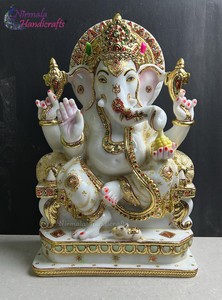 Estatua de Ganesha de Resina de Lujo |   Nirmala Handicrafts - Ídolo del Dios Ganesha Hecho a Mano, Religioso, Tradicional, Decorativo, para Mesa del Hogar, Regalo - Product Image 1