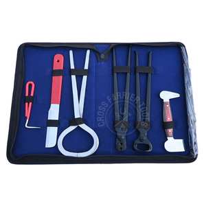 Kit d'outils de fermeur robuste pour le soin des sabots, avec coupe-ongles à sabots noir, testeur de sabots, outil de soulagement de la douleur, extracteur de clous, polisseur double face et pince à clous - Product Image 1
