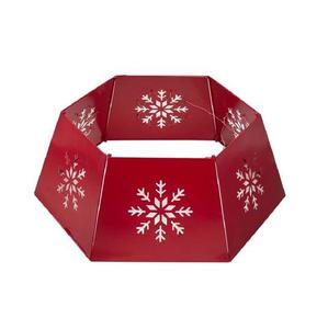 Red Color Hexagon Shape Christmas Tree <b>Collar</b> In <b>Metal</b> For Home Livingroom Festival Decorative Use Tree <b>Collar</b> Stand - Product Image 1