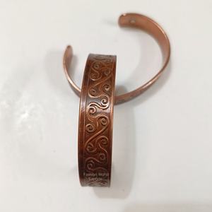 Bracelet manchette en cuivre réglable Vintage nordique thérapie magnétique bracelet gravé soulagement de la douleur et guérison pour hommes et femmes - Product Image 3