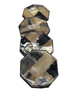 Sous-verres ronds en corne de buffle naturelle, faits à la main, de luxe, résistants à l'huile, antidérapants, accessoires pour boissons, haute qualité - Product Image 4