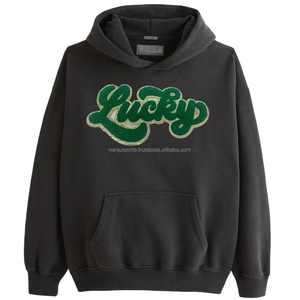 Vente en gros de pull brodé sur mesure en chenille, en coton, épaule tombante, sweat à capuche lourd, design accrocheur pour hommes - Product Image 1