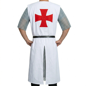 Túnica Medieval de Caballero Templario, Sobrecamisa de Algodón Blanco con Cruz Roja, para Reenactment, Halloween, Disfraces y Cosplay - Product Image 2