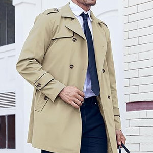 Gabardina Clásica de Manga Larga para Hombre, Impermeable y Resistente al Viento, de Longitud Media, para Negocios, Oficina, Viajes, Aire Libre y Uso Diario - Product Image 2