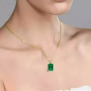 Collier Pendentif Vintage de Luxe en Moissanite Verte Taille Brillante, en Argent Sterling 925 Plaqué Or, Bijou Fin Unisexe, Cadeau de Fête - Product Image 6