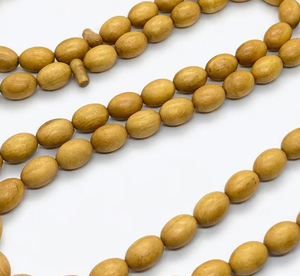 Riddhi Siddhi Aromatic Natural Golden Brown Wood Oval 105-Bead Islamic Mala Prayer Misbaha Dhikr Beads <b>Boxed</b> - Product Image 2