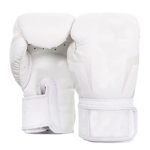 Guantes de Boxeo Blancos para Hombres Adultos, Guantes de Entrenamiento de Cuero con Correa de Muñeca Ajustable con Velcro - Product Image 6