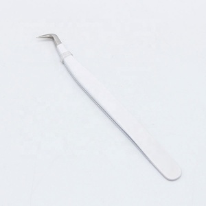 Pinzas para Pestañas de Acero Inoxidable, Marca Privada, Logotipo Personalizado, Punta de Fibra Blanca, Negra, Beige, para Extensión de Pestañas de Volumen, Uso en Salón - Product Image 1