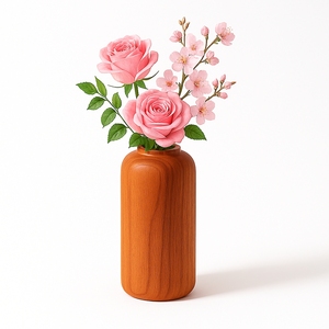 Jarrón de Flores de Madera Rústica Marrón Hecho a Mano, Decorativo para Mesa, de Bambú y Madera, para Decoración del Hogar, Bodas y Halloween - Product Image 1