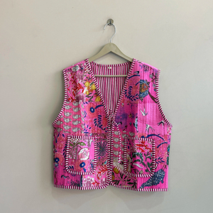 Chaleco Acolchado de Algodón Vintage para Mujer, Estilo Hippie con Parches - Product Image 1