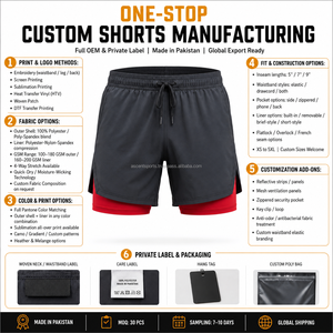 Custom Woven Label Two <b>Layer</b> Performance Shorts Lightweight Polyester Spandex Inner Liner Dual Side Pockets Private Sports - Product Image 2