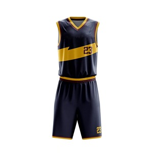 Ensemble de maillots de basket-ball sublimés personnalisés, noir et or, col en V, sans manches, maille respirante, pour hommes adultes, numéro d'équipe 23 - Product Image 3