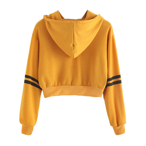 Sudadera Corta con Capucha para Mujer, Manga Larga, Color Sólido, Tejido de Algodón, Estilo Casual Otoñal, Transpirable - Product Image 5