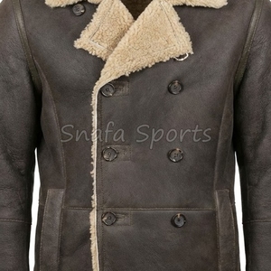 Vestes en cuir véritable pour hommes, personnalisables, style vintage, en peau de mouton, chaudes, en fausse fourrure, teintes unies, pour l'hiver, vente en gros - Product Image 3