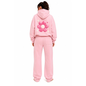 Wholesale Women's Hoodie Sweatsuit Custom Embroidery Print Hooded Sweatshirt Jogger <b>Pants</b> Set Winter Casual Sportswear 100% - Product Image 3
