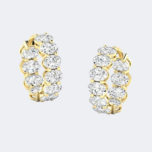 Pendientes de Aro con Diamantes de Corte Ovalado de 4.00CTW - Product Image 3