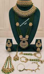 New Bridal Jewelry Set Green Zircon Rhodium Plated <b>Gold</b> Necklace Earrings Bracelet <b>Anklet</b> Women's Wedding Party Fashion Jewelry - Product Image 1