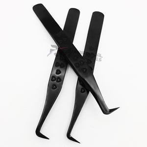 Pinzas para Pestañas RMI Profesionales de Acero Inoxidable con Puntas Curvas en Ángulo L de 90 Grados para Extensión de Pestañas de Volumen - Product Image 3