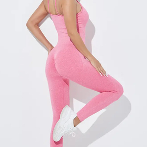 Combinaison de course respirante et à séchage rapide pour femme, sans couture, avec logo personnalisé, pour yoga, fitness, streetwear, été, faible MOQ, une pièce tricotée - Product Image 6