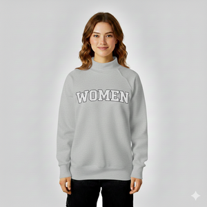 Women's Casual Mockneck Long Sleeve Pullover Sweatshirt <b>Drop</b> Shoulder Warm Fleece Polyester/Cotton OEM Bulk Winter Front - Product Image 3