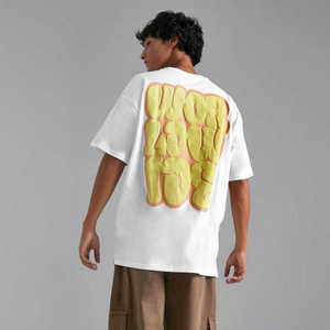 T-shirts décontractés pour hommes à col rond, coupe classique, 100 % coton, impression sérigraphique, épaules tombantes, avec logo personnalisé - Product Image 4